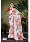 Dhaani By Vallabhi White Daily Wear Printed Georgette Sarees Wholesale Shop In Surat